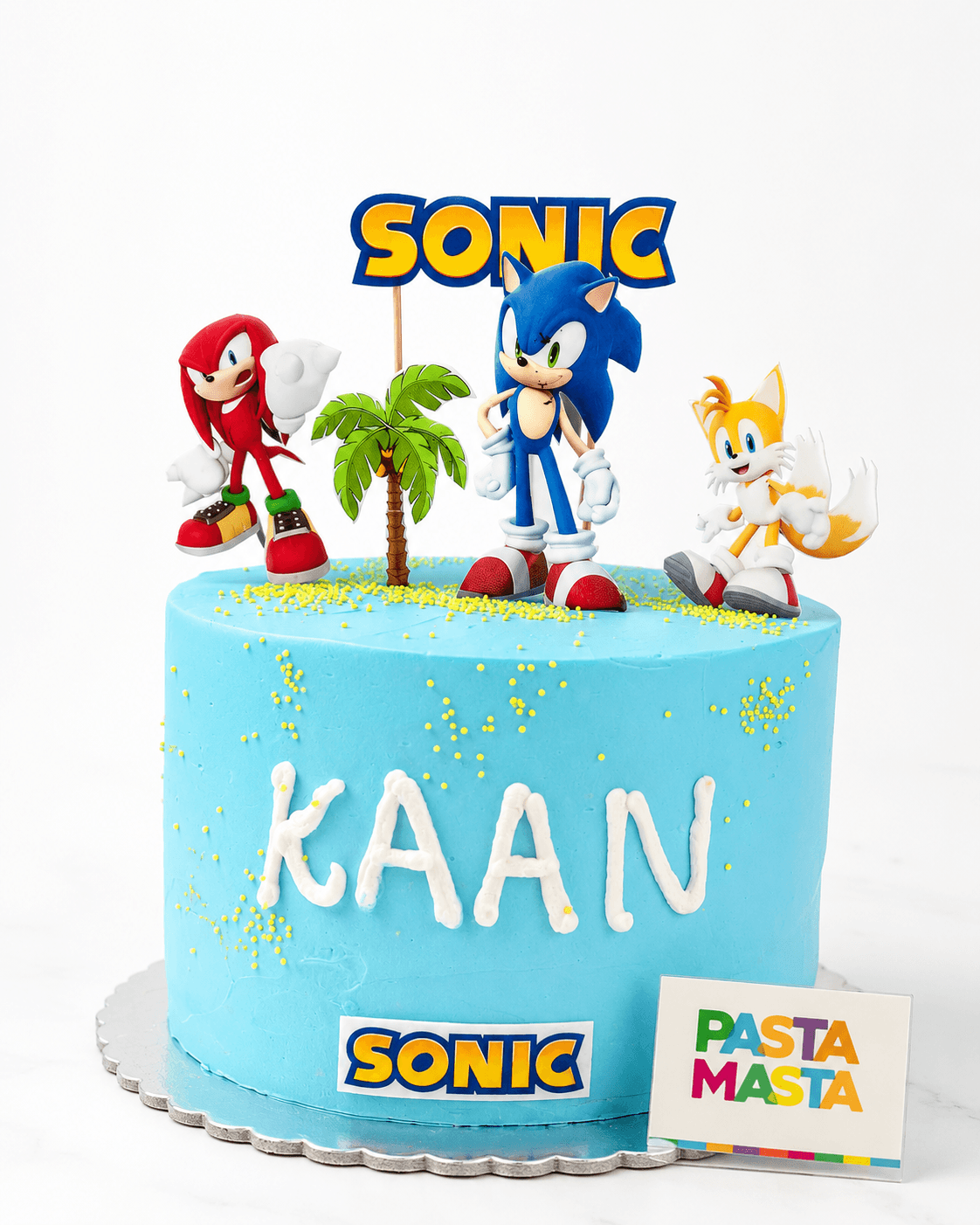 Sonic the Hedgehog temalı mavi çocuk pastası