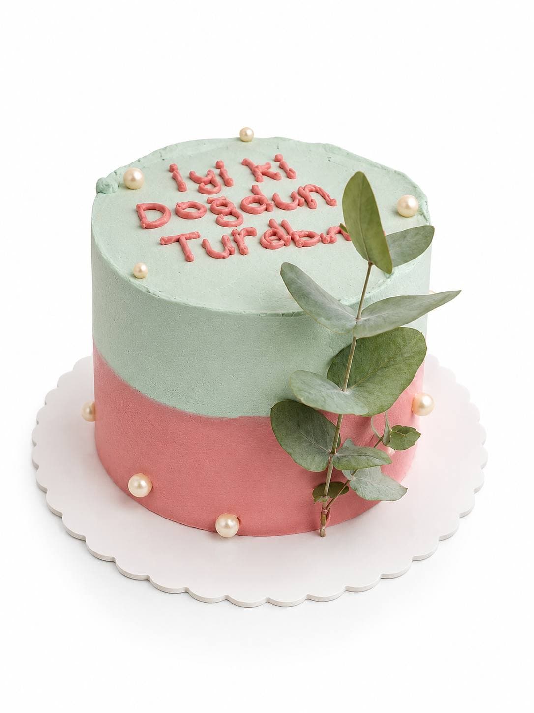 Mint & Pembe Zarif Yetişkin Pastası